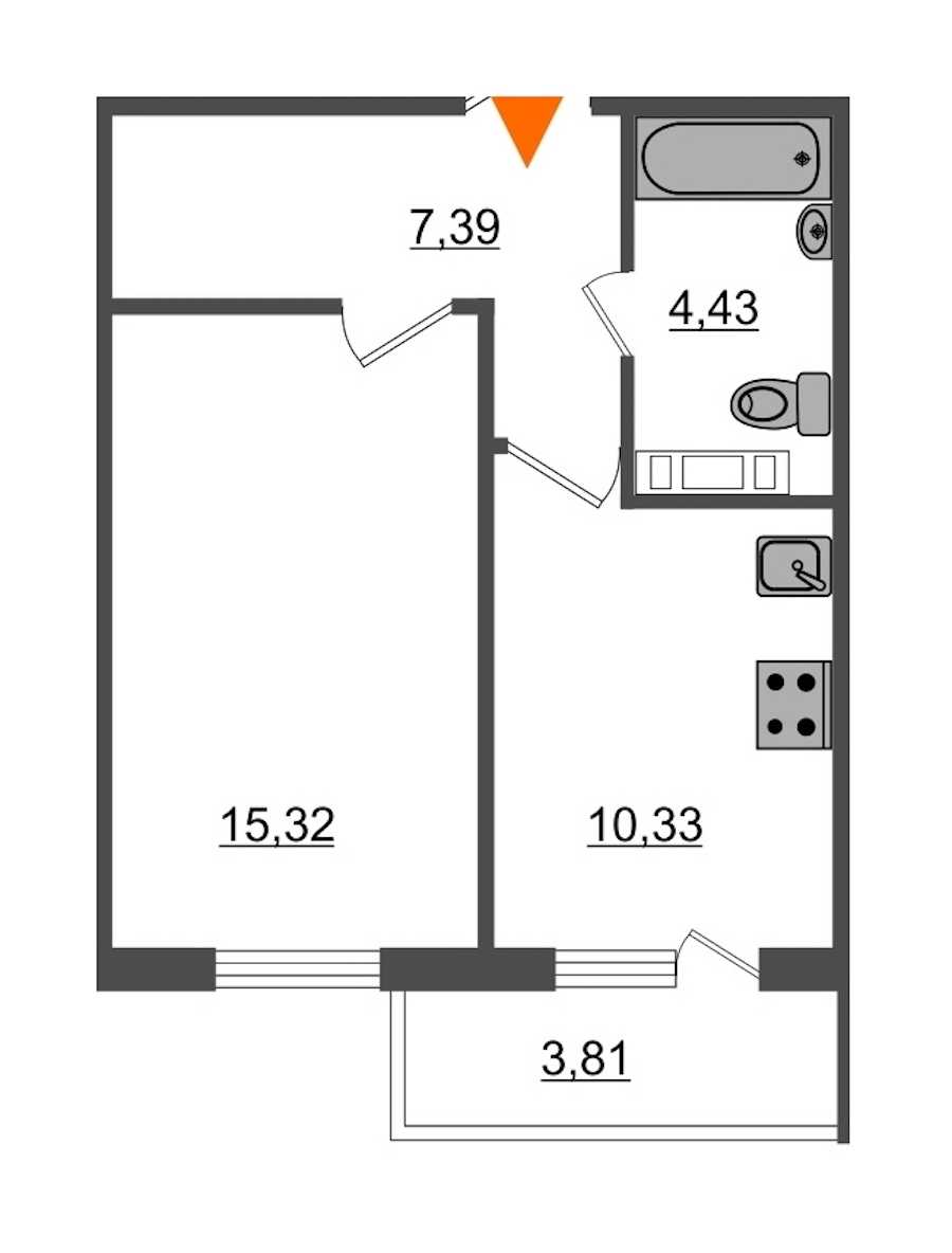 Однокомнатная квартира в : площадь 38.61 м2 , этаж: 3 – купить в Санкт-Петербурге